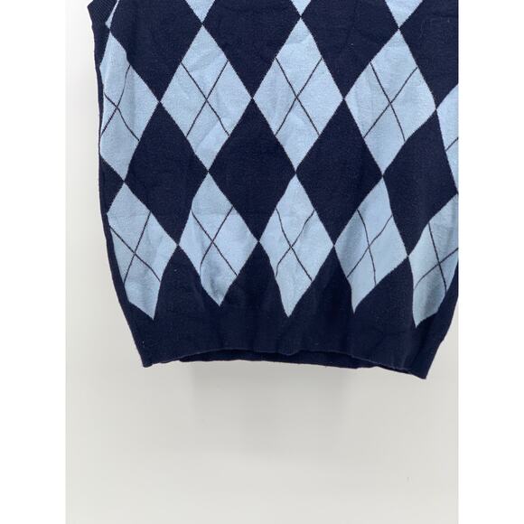 SHEIN Women's Blue Argyle Print V-Neck Knit Oversized Pullover Sweater Vest SZ S - Picture 5 of 10